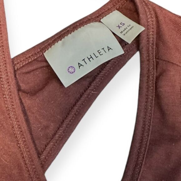ATHLETA Women’s Burgundy Sleeveless Essence Texture Tie Back Tank Top Size XS - Picture 6 of 7